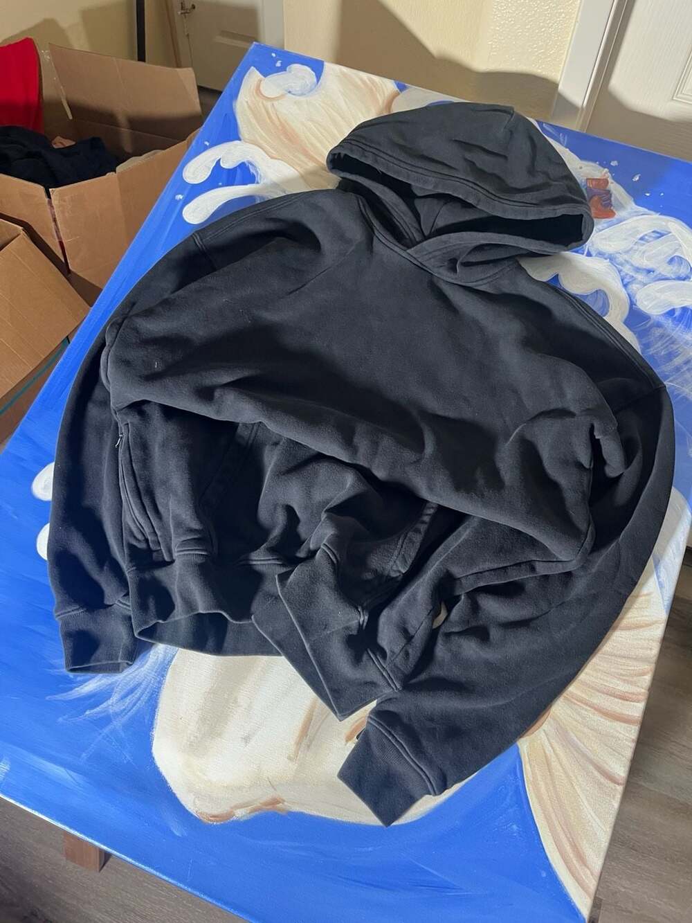 Hollister Boxy Fit Hoodie Black Size L Tall